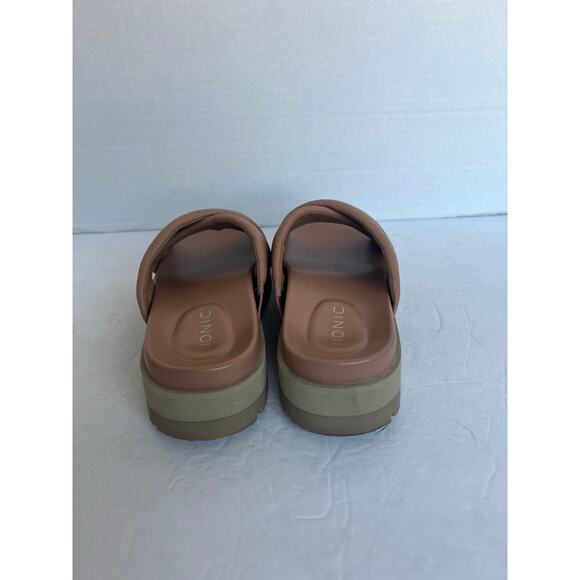 Vionic Vesta Pebbled Tan Leather CrissCross Slide On Comfort Platform Sandals 9 - Picture 7 of 11